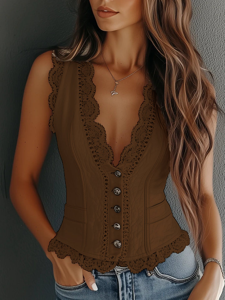 Faux leather vest back view