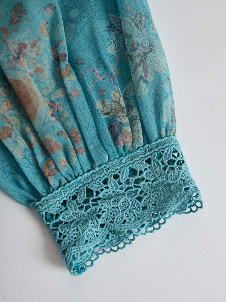 Vintage ethnic style floral lace blouse styled view