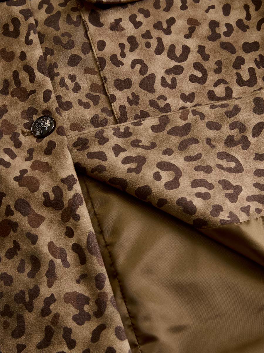 Vintage leopard print eco-suede jacket back view