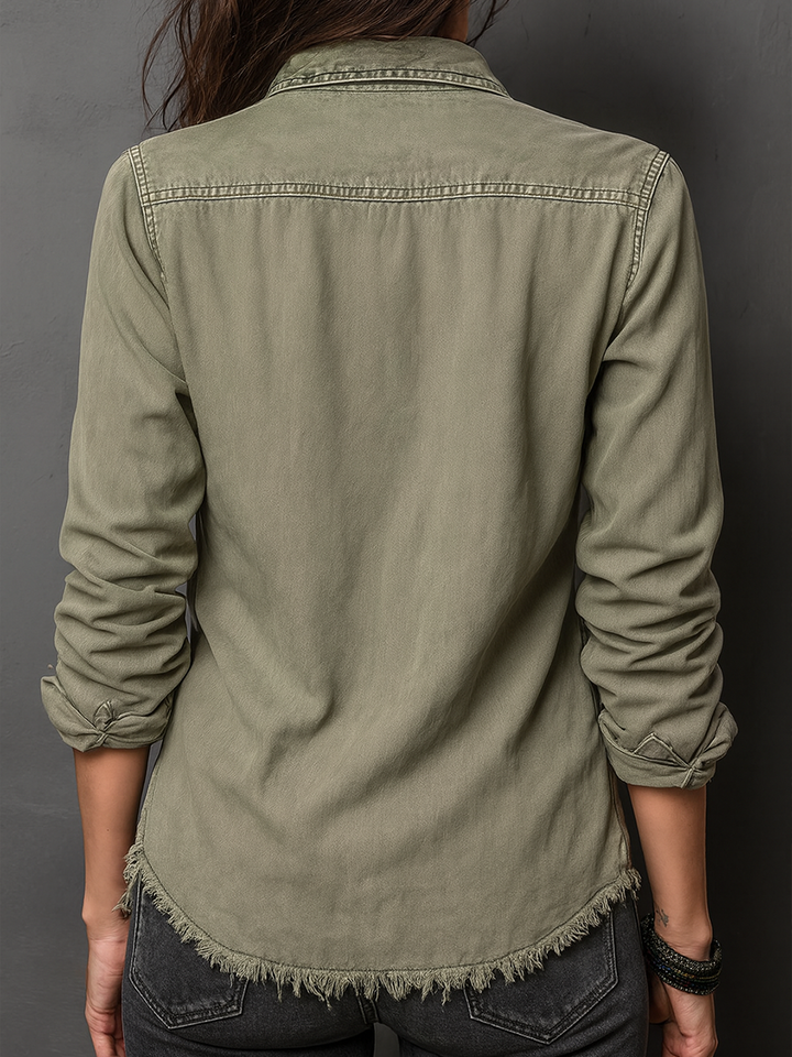 Long sleeve pocket blouse back view