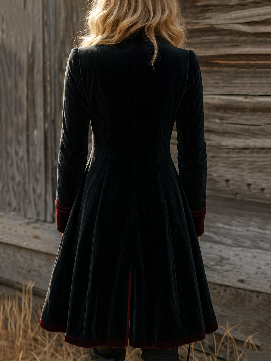 Velvet long jacket side view