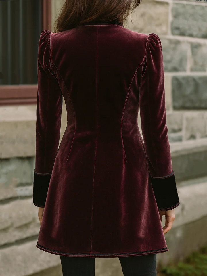 Velvet embroidered coat side view