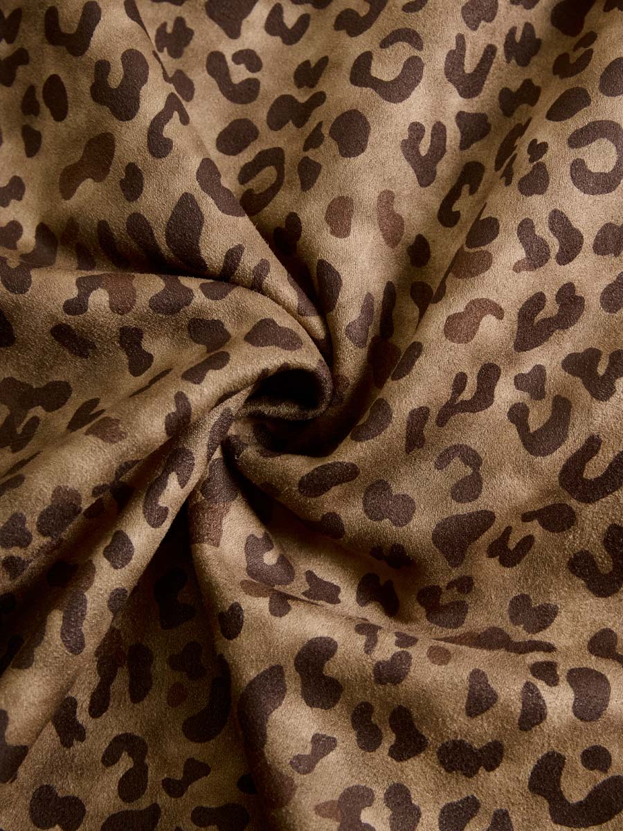 Vintage leopard print eco-suede jacket detail view