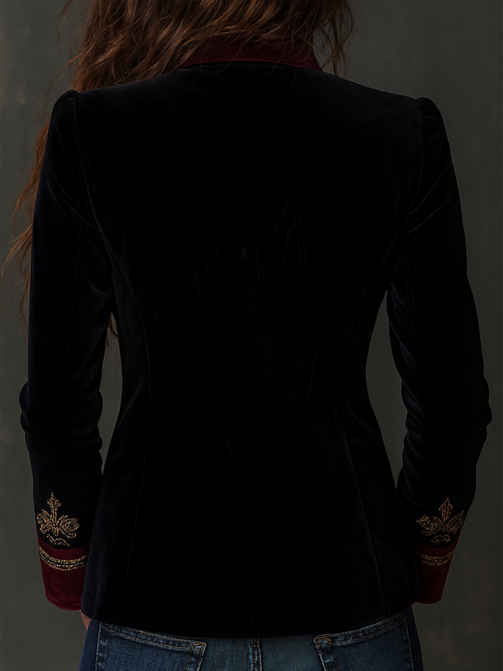 Baroque velvet blazer full length view