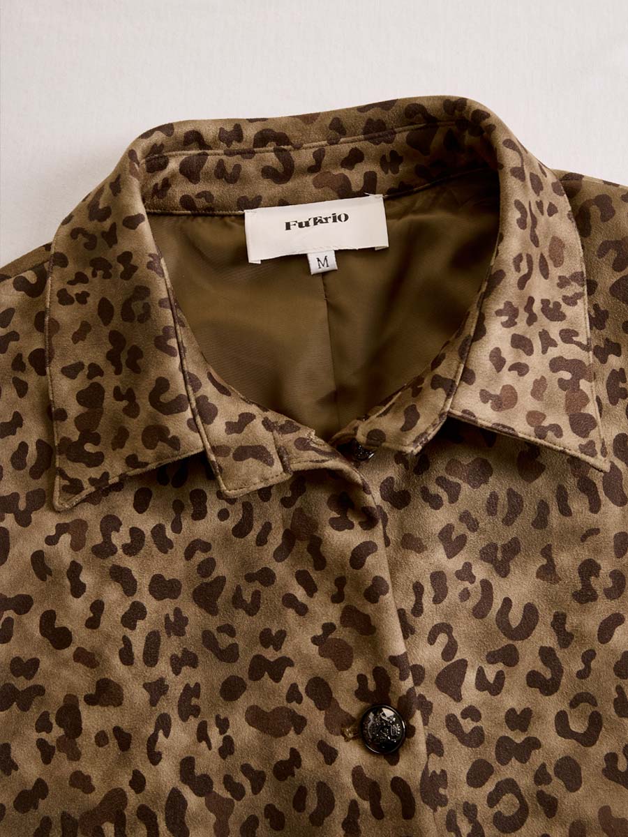 Vintage leopard print eco-suede jacket side view