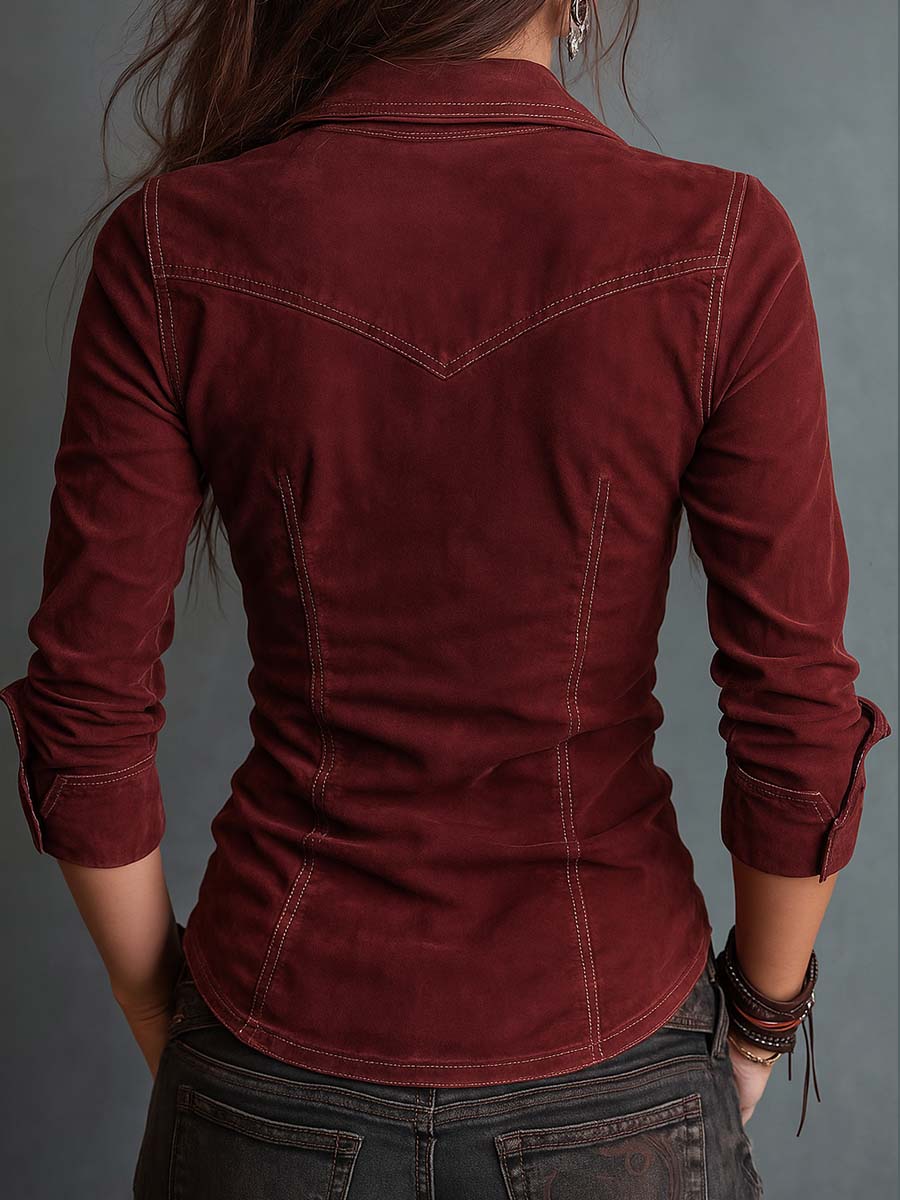 Vintage denim shirt flap pocket detail
