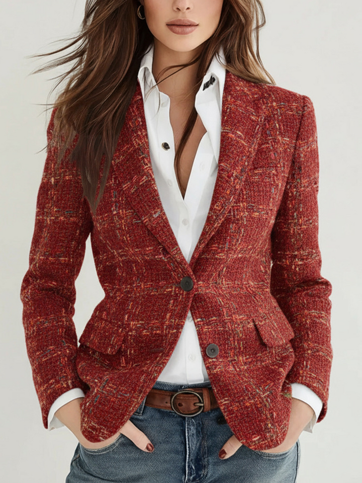 Plaid tailored blazer back view