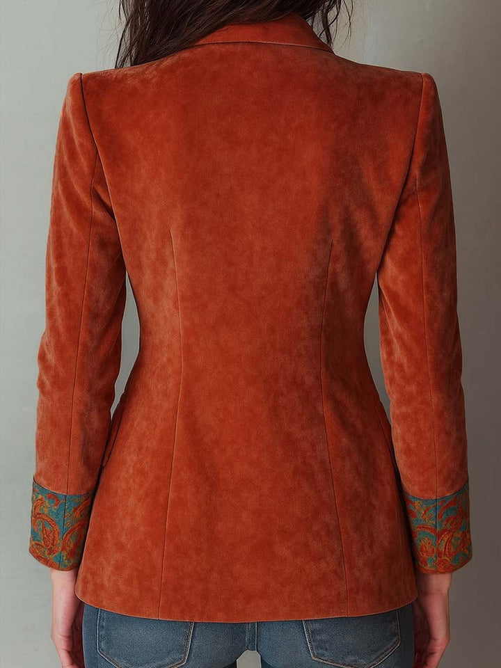 Velvet printed blazer side view