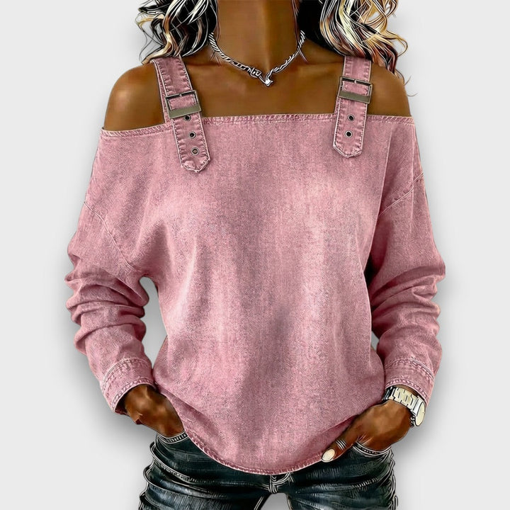Elama Denim Top — side view