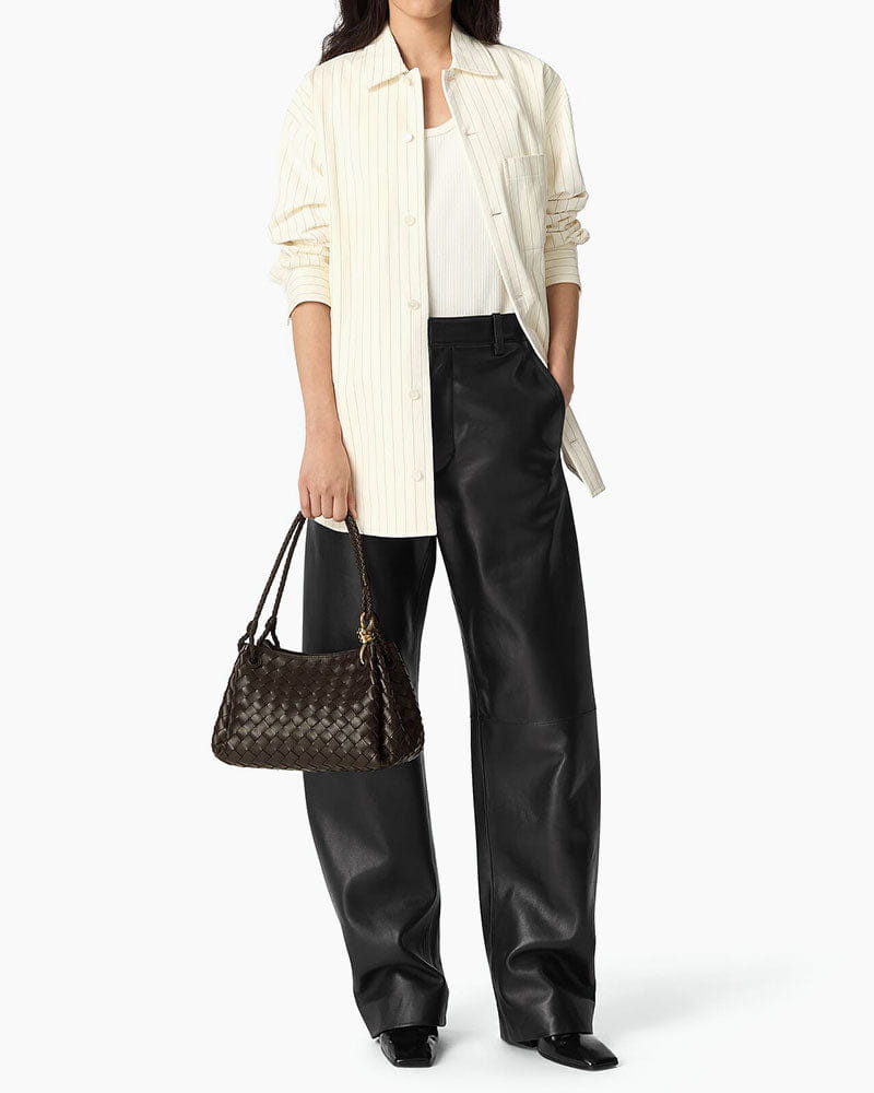 Medium Intrecciato Leather Shoulder Bag with Metal Knot Detail