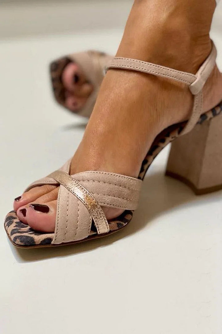 High Heel Sandals With Cross — front view