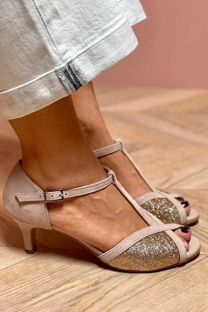 Glitter Sandal With Low Heel — front view