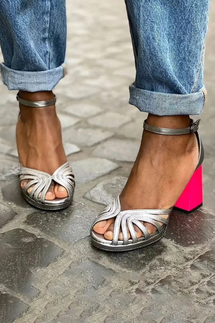 Two-Tone Heel Sandals — front view
