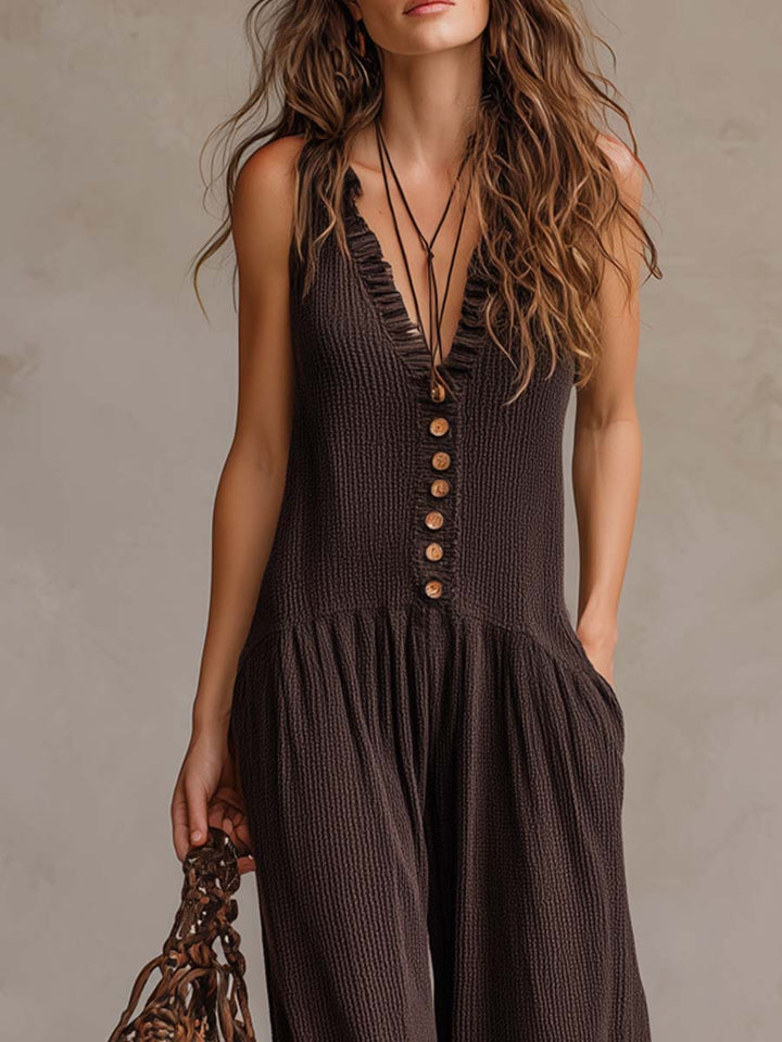 Knitted ruffle jumpsuit back view