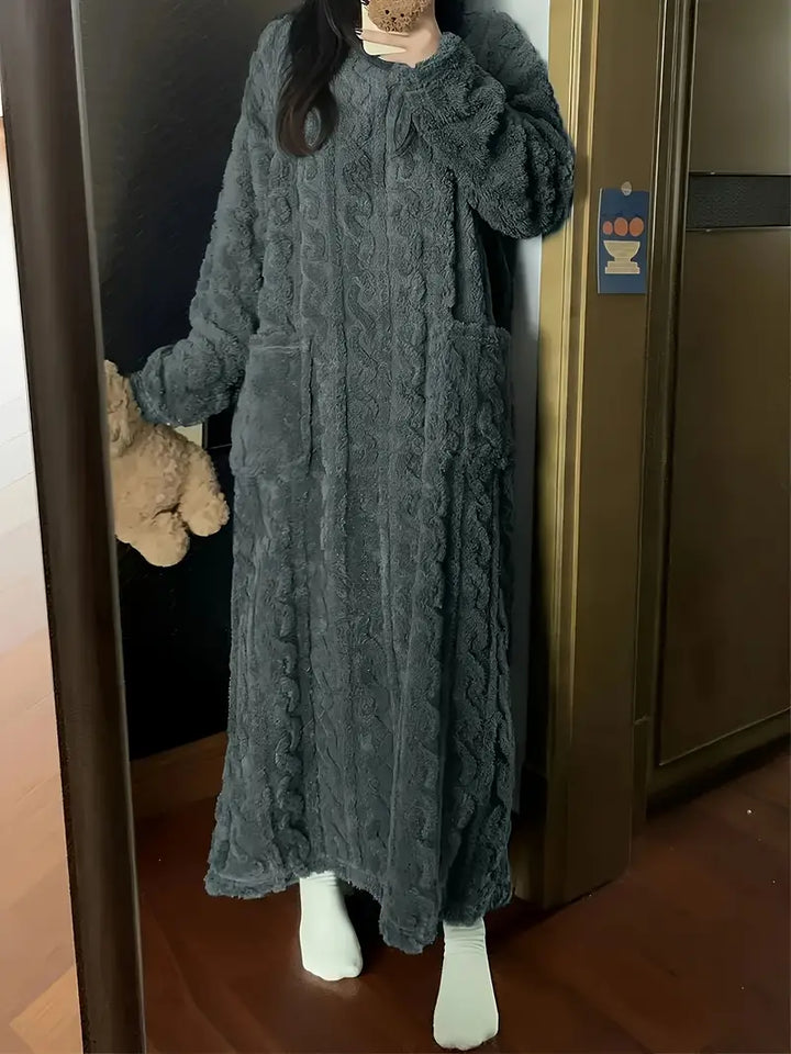 Abigail Jacquard Soft Fleece Winter Dress — product view
