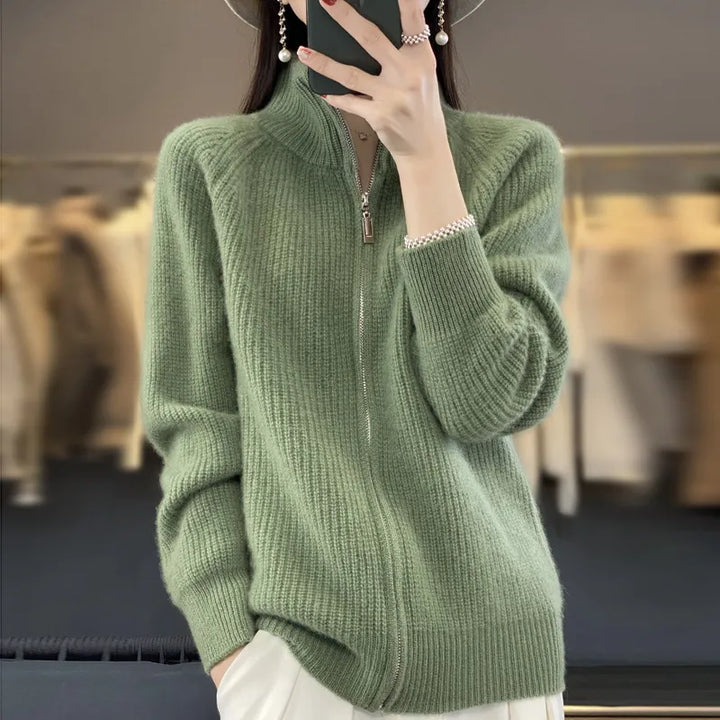 Charlotte Cardigan with Zipper — side view