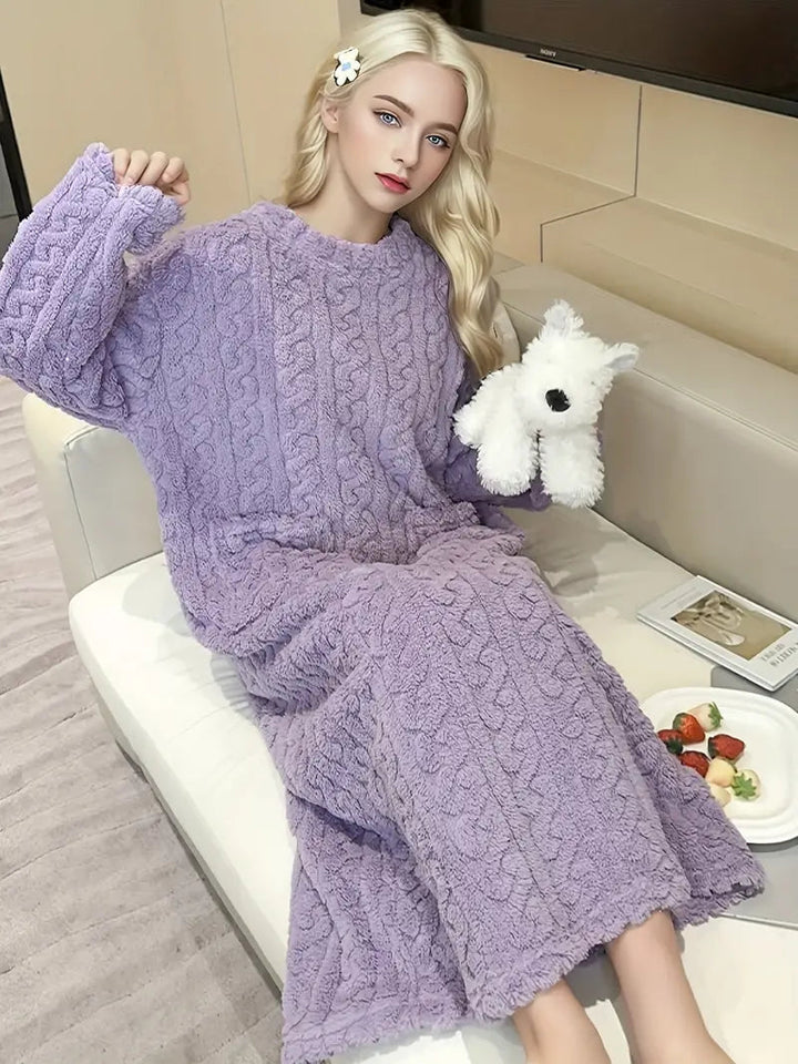 Abigail Jacquard Soft Fleece Winter Dress — lifestyle shot