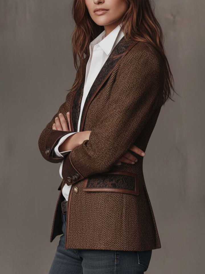 Herringbone tweed blazer side view