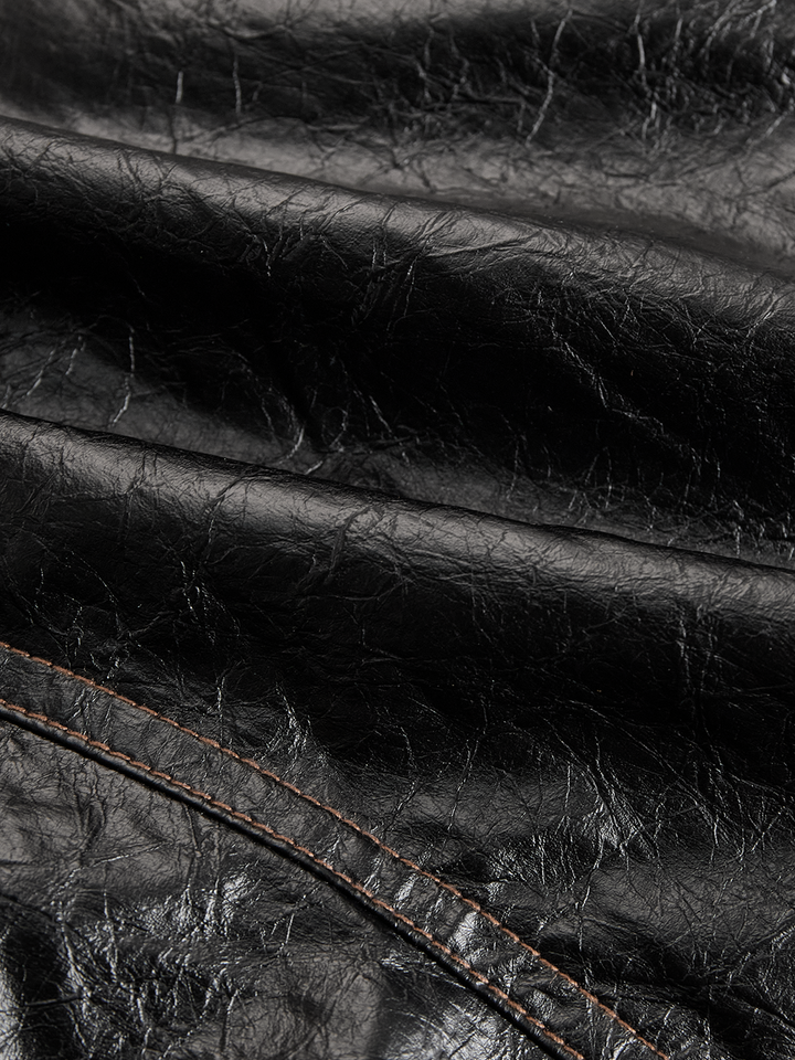 Retro PU jacket full length view