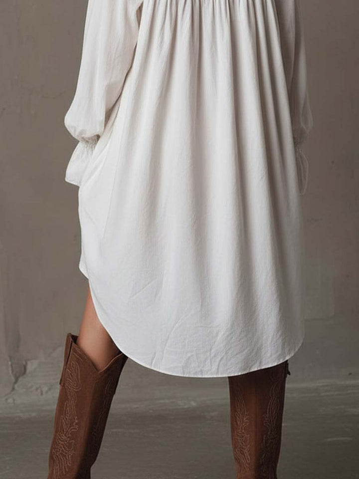 Lace hem mini dress back view