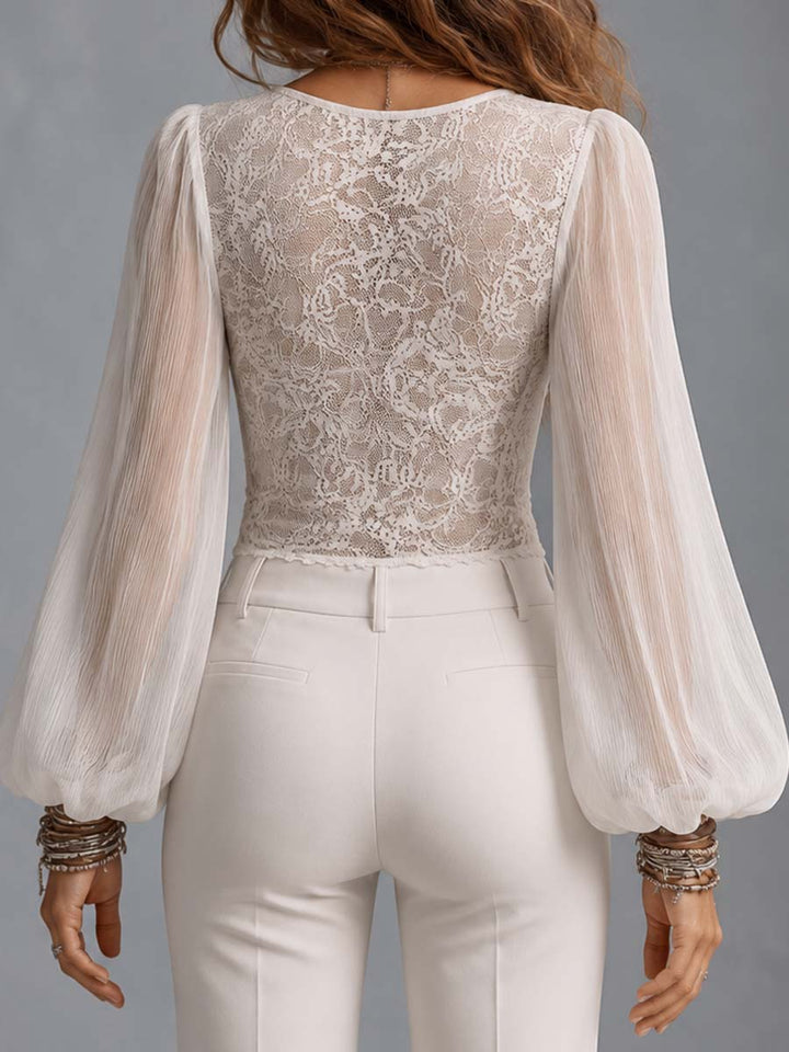 Boho sheer lace V-neck blouse styled outfit