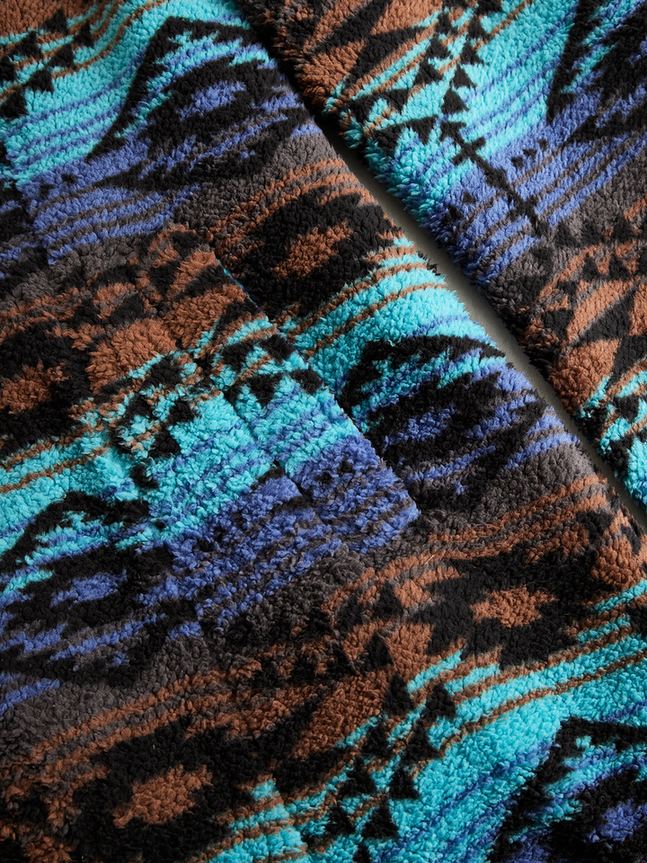 Tribal print wool coat detail view