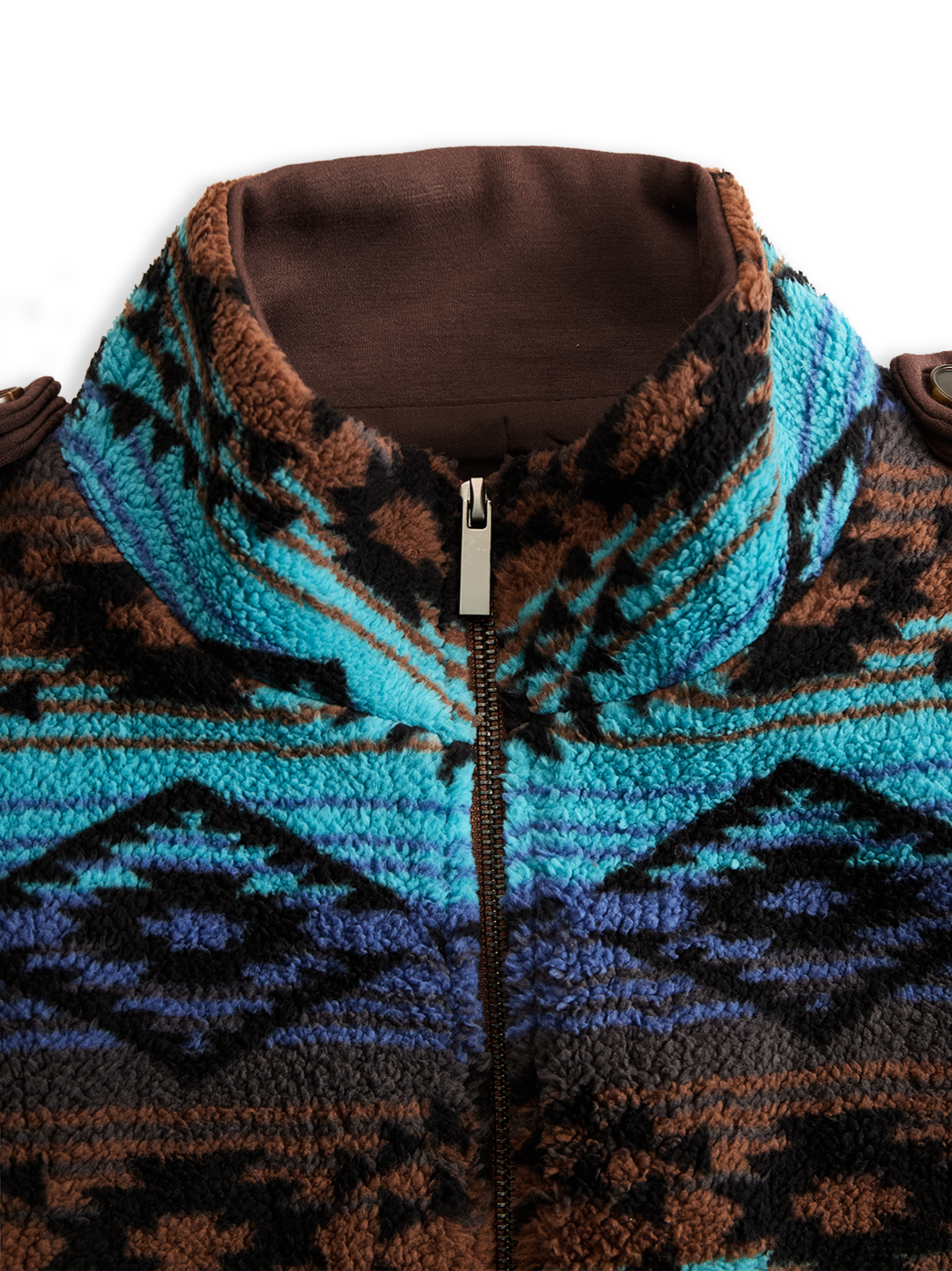 Boho tribal wool long coat full length view