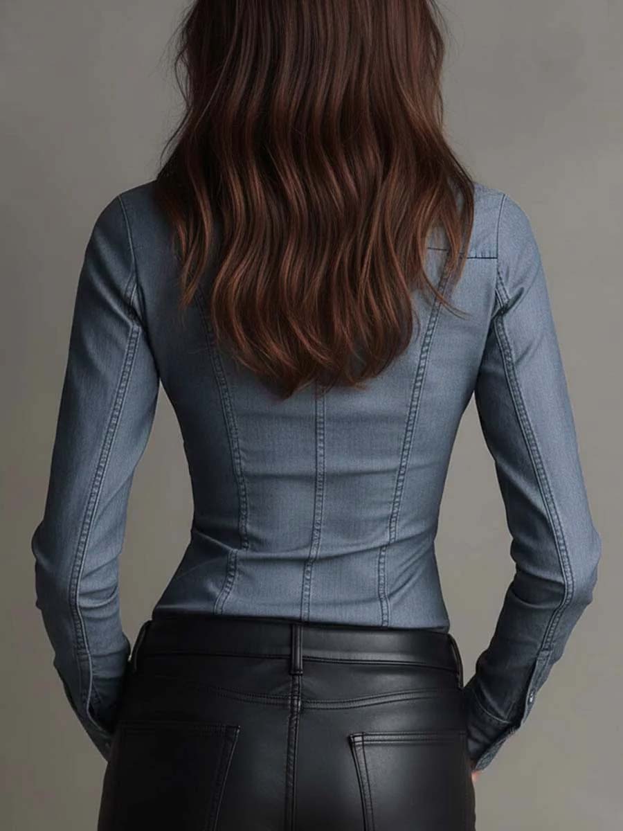 Tencel denim fitted shirt side view