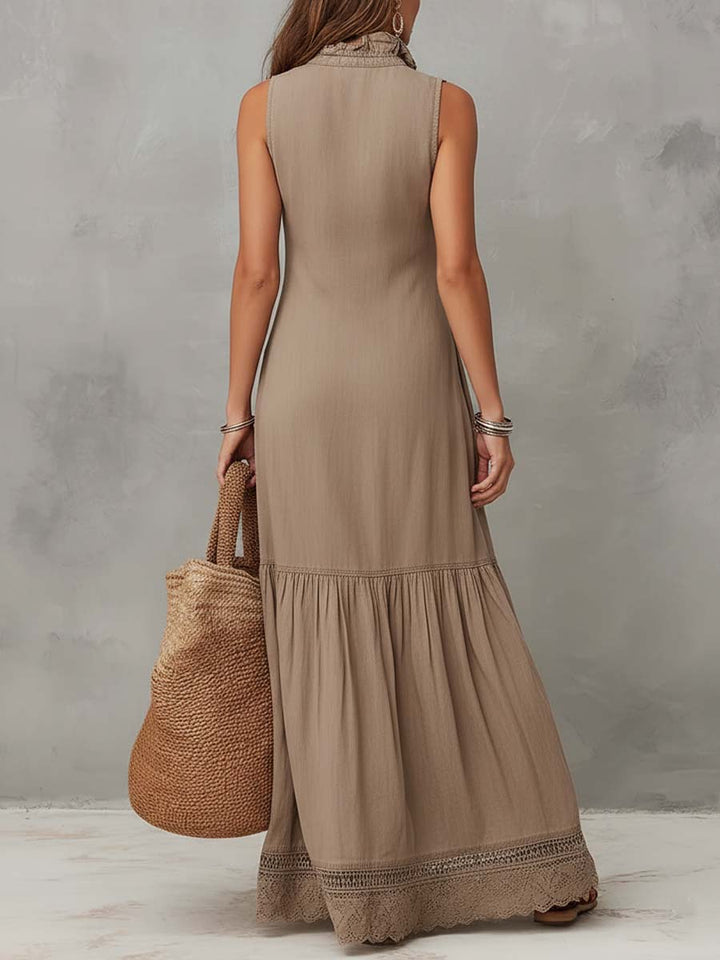 Khaki maxi dress detail view