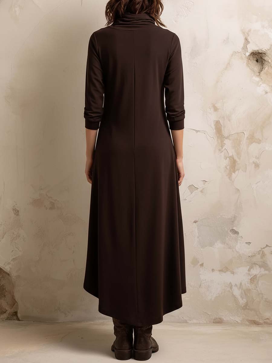 Boho inspired midi dress side button placket back view
