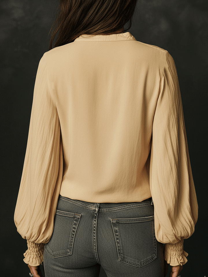 Casual yellow floral embroidered cotton shirt back view