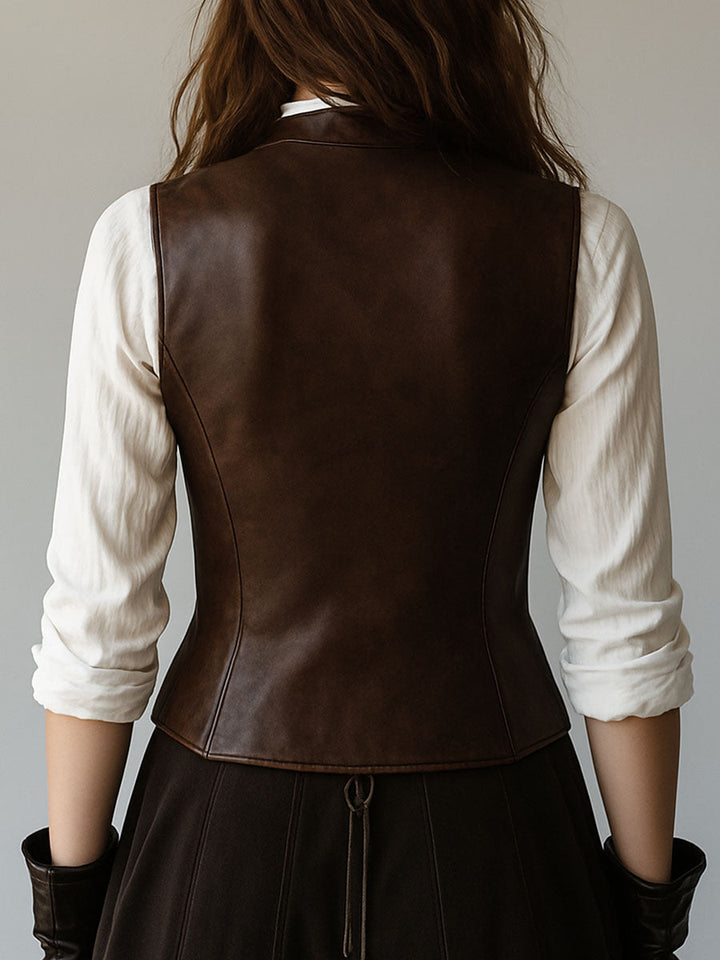 Leather waistcoat side view