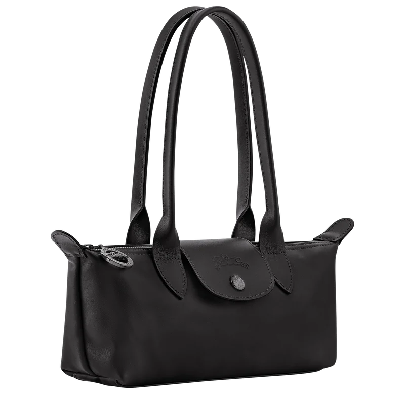 Longchamp Xtra M black leather bag – top zip and flap closure