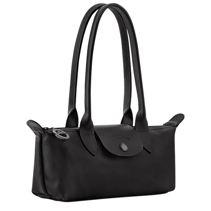 Longchamp Xtra M black leather bag – top zip and flap closure