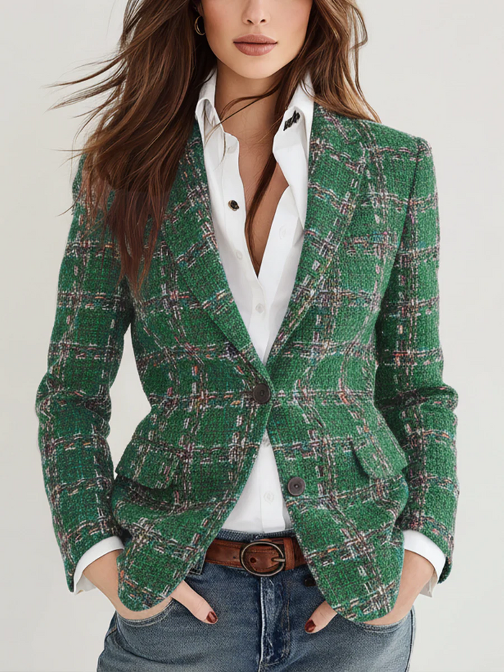 Vintage plaid blazer front view