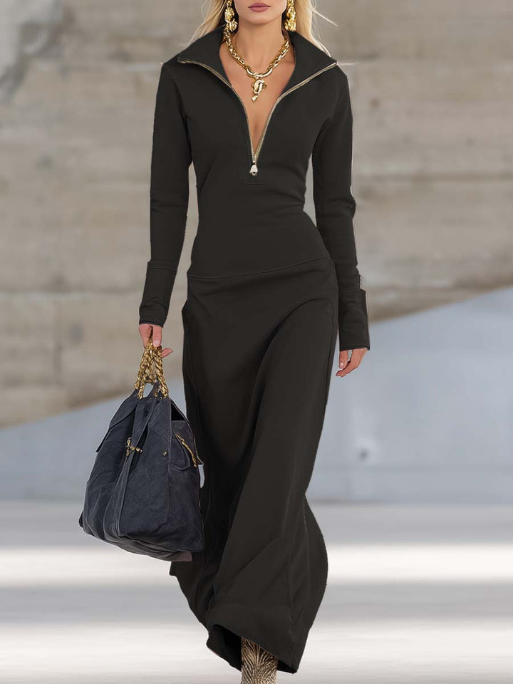Sophie retro maxi dress back – zip detail women's sporty style