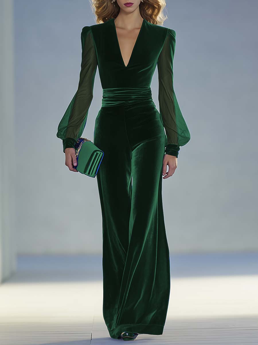 Bozydara velvet jumpsuit – styled look