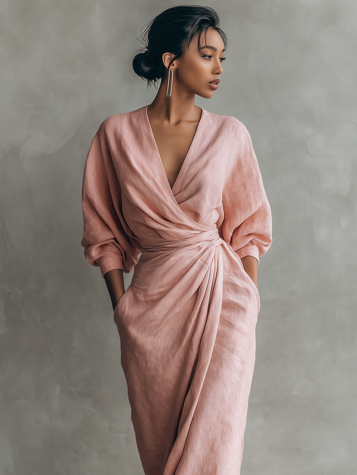 Pink Minimalist Maxi Dress — side view