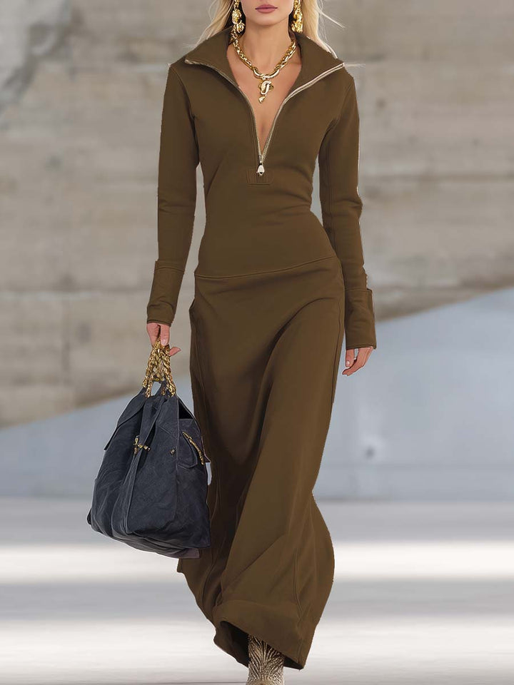 Sophie sporty zip maxi dress styled – women's retro athletic fashion