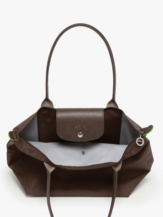 Longchamp Le Pliage Large Tote Bag Terra Dark Olive Interior Detail