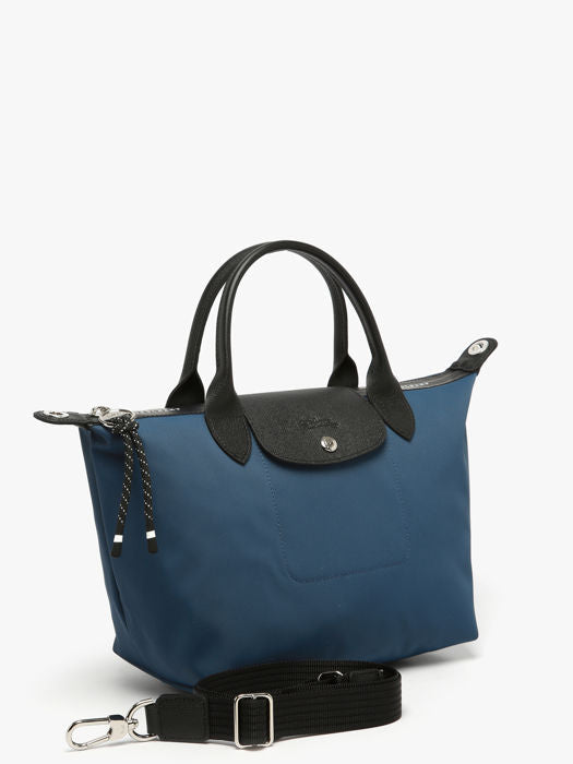 Longchamp Le Pliage Energy Small Crossbody Bag Dark Purple leather details