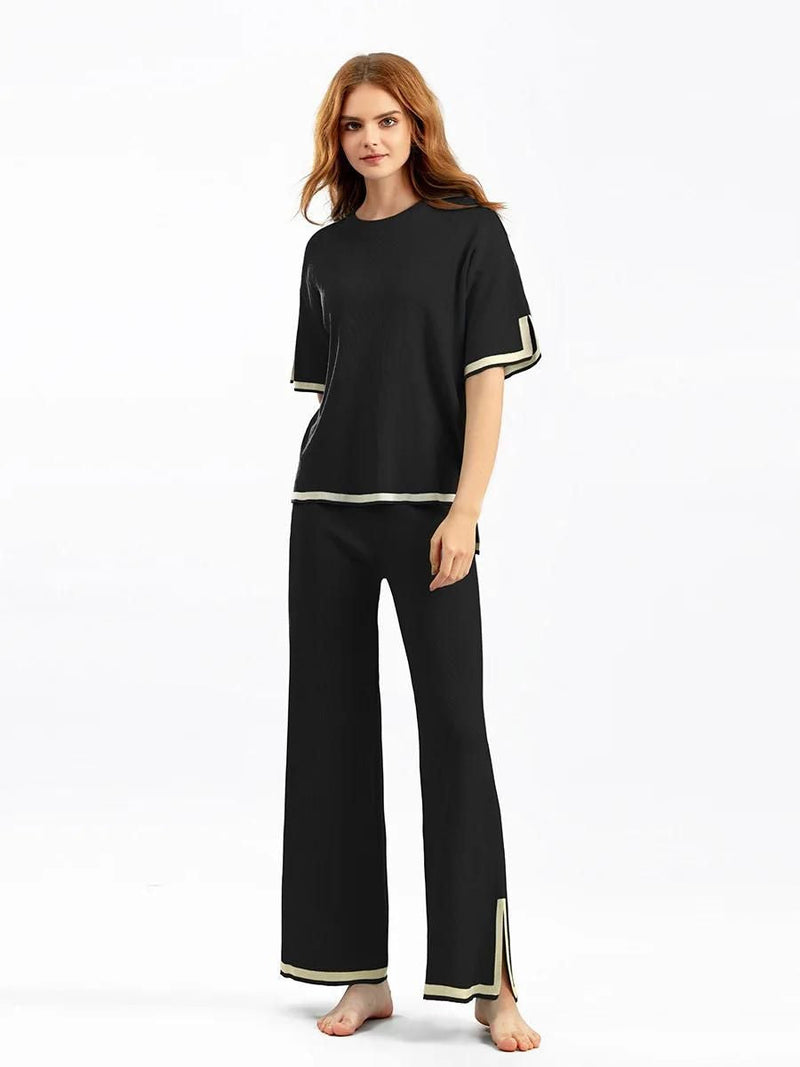 Charlotte Elegant Ice Silk Short Sleeve Co-Ord Set — detail view