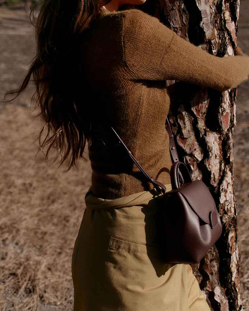 Textured Leather Top Handle Crossbody Satchel Bag