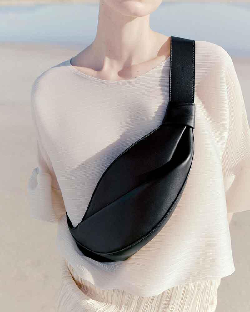 Nappa Leather Folded Crescent Crossbody Belt Bag