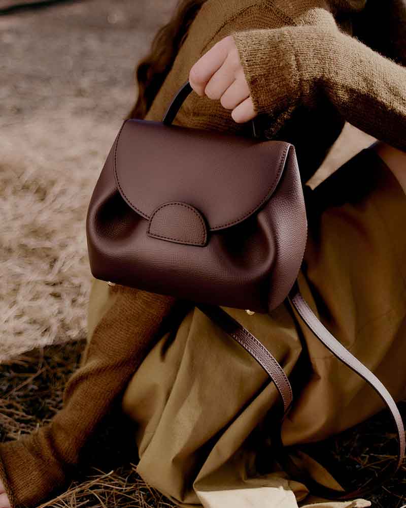 Textured Leather Top Handle Crossbody Satchel Bag