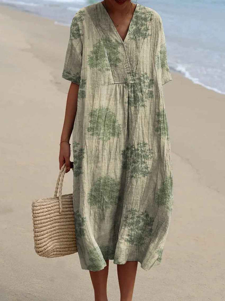 Floral Art Print Vintage Floral Maxi Dress — back view