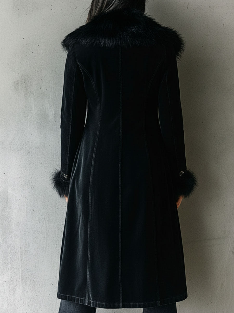 Long velvet coat full length view