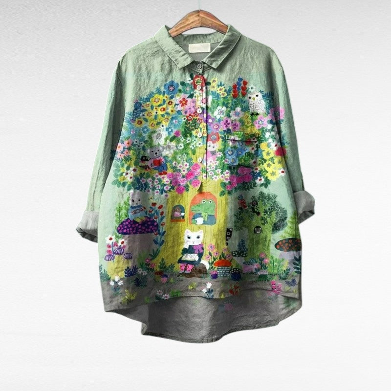 Joyce Colourful Summer Blouse — front view