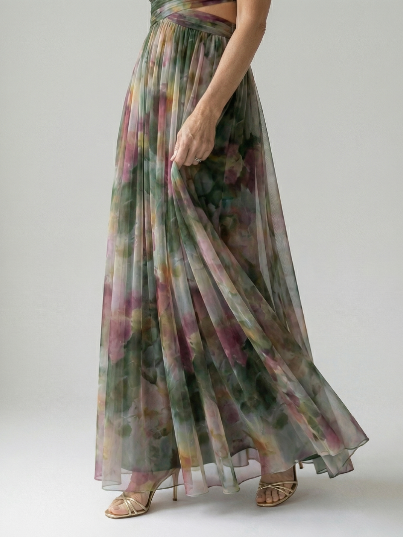 Valencia Sunset Maxi Dress — full length view