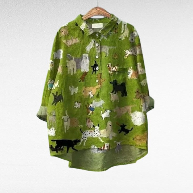 Caroline Colourful Summer Blouse — front view